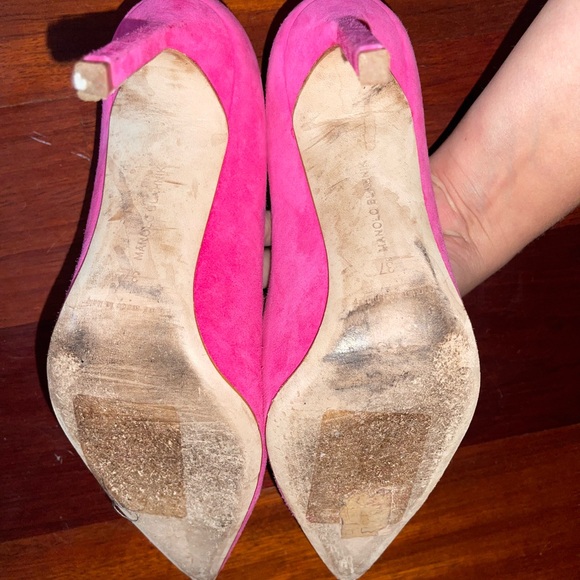Manolo Blahnik BB 105 Pink Suede Pumps - Picture 7 of 8